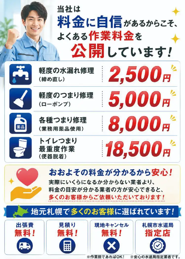 当社は料金に自信があるからこそ、よくある作業料金を公開しています！
