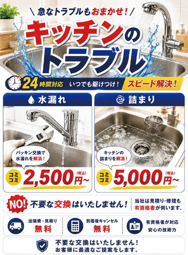 急なトラブルもおまかせ！キッチンのトラブル