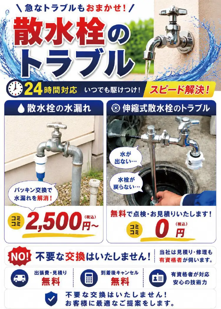 急なトラブルもおまかせ！散水栓のトラブル