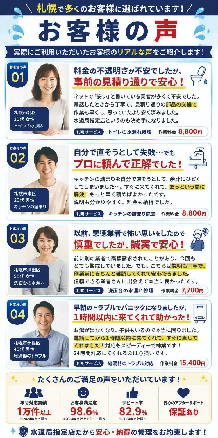 札幌で多くのお客様に選ばれています！実際にご利用いただいたお客様のリアルな声をご紹介します！